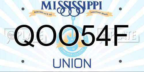 QOO54F Mississippi License Plate
