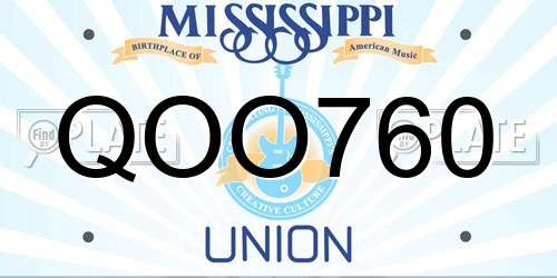 QOO760 Mississippi License Plate