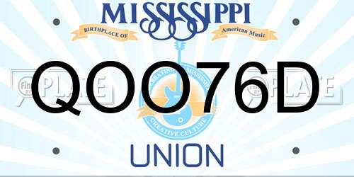 QOO76D Mississippi License Plate