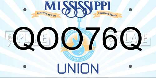 QOO76Q Mississippi License Plate