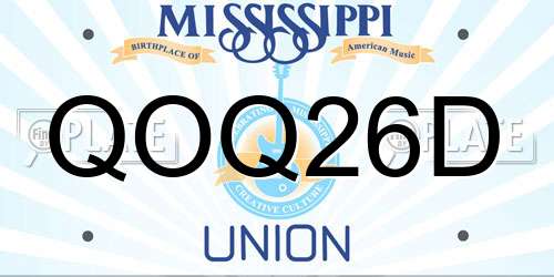 QOQ26D Mississippi License Plate