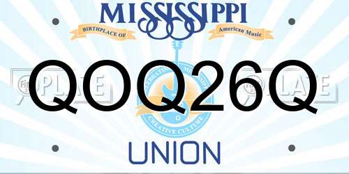 QOQ26Q Mississippi License Plate