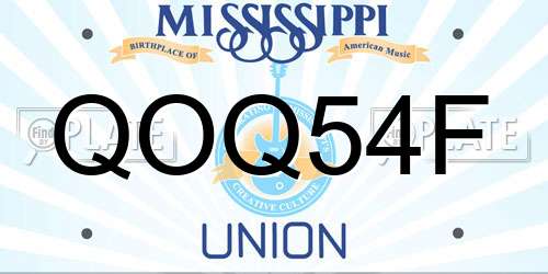 QOQ54F Mississippi License Plate