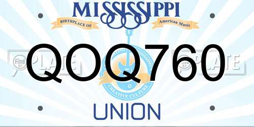 QOQ760 Mississippi License Plate