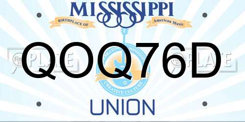 QOQ76D Mississippi License Plate