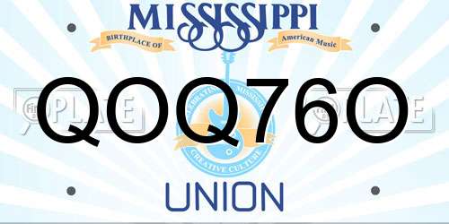 QOQ76O Mississippi License Plate
