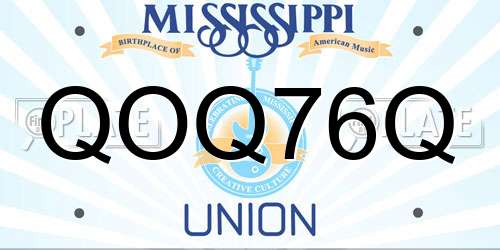 QOQ76Q Mississippi License Plate