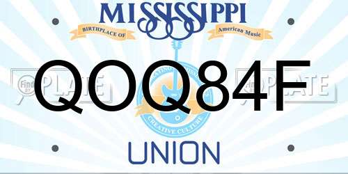 QOQ84F Mississippi License Plate