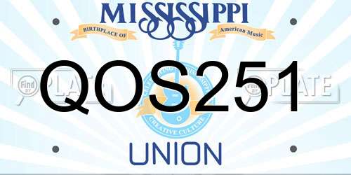 QOS251 Mississippi License Plate