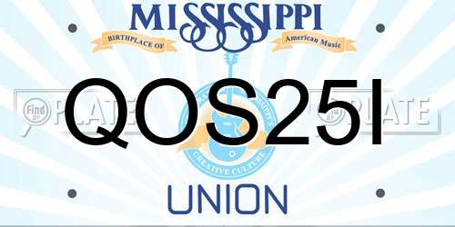 QOS25I Mississippi License Plate