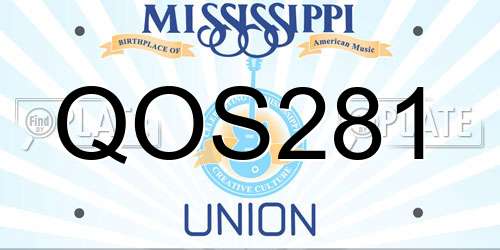 QOS281 Mississippi License Plate