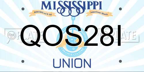 QOS28I Mississippi License Plate