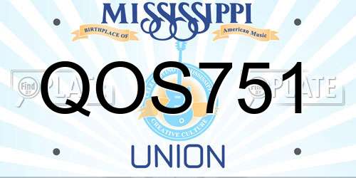 QOS751 Mississippi License Plate