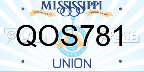 QOS781 Mississippi License Plate