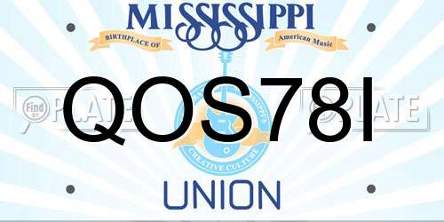 QOS78I Mississippi License Plate