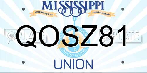 QOSZ81 Mississippi License Plate