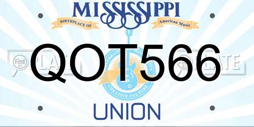 QOT566 Mississippi License Plate