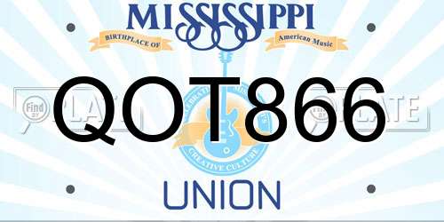 QOT866 Mississippi License Plate