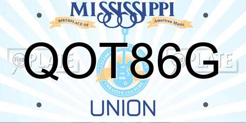QOT86G Mississippi License Plate