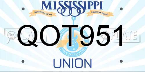 QOT951 Mississippi License Plate