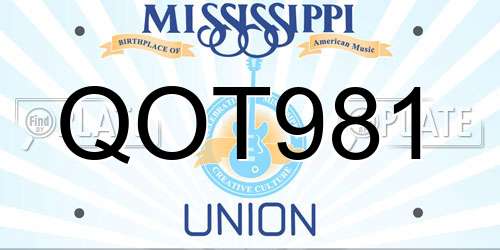 QOT981 Mississippi License Plate