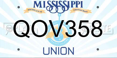 QOV358 Mississippi License Plate