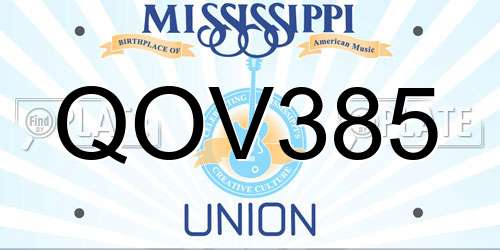 QOV385 Mississippi License Plate
