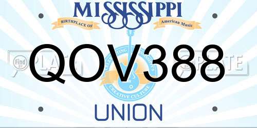 QOV388 Mississippi License Plate