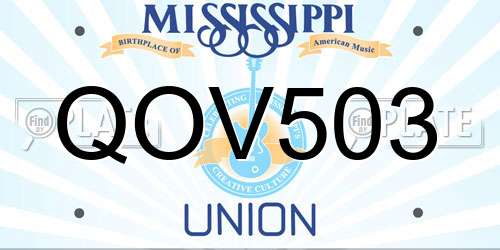 QOV503 Mississippi License Plate