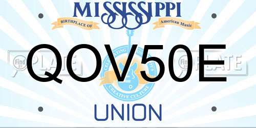 QOV50E Mississippi License Plate