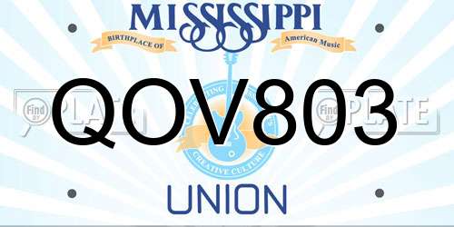 QOV803 Mississippi License Plate