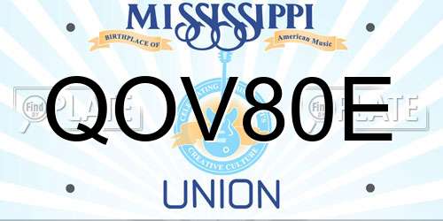 QOV80E Mississippi License Plate