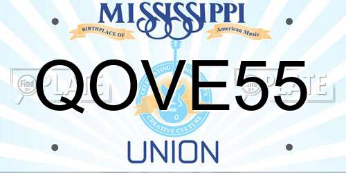 QOVE55 Mississippi License Plate