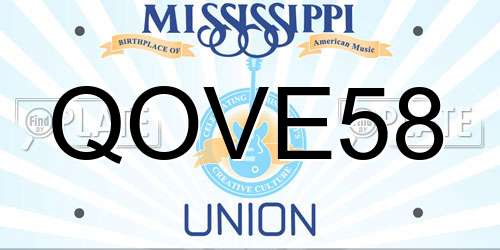 QOVE58 Mississippi License Plate