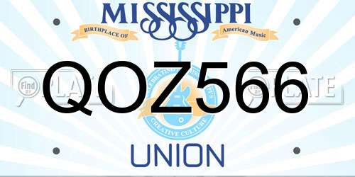 QOZ566 Mississippi License Plate