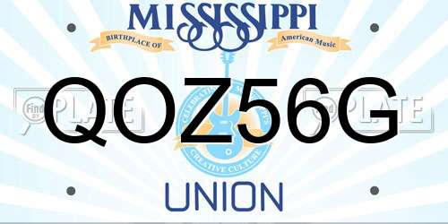 QOZ56G Mississippi License Plate