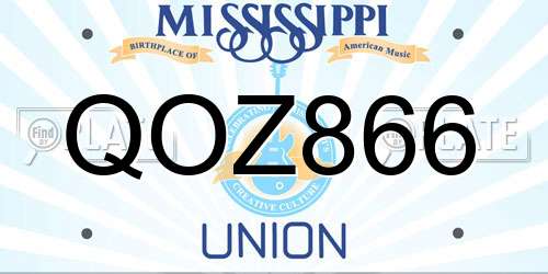 QOZ866 Mississippi License Plate