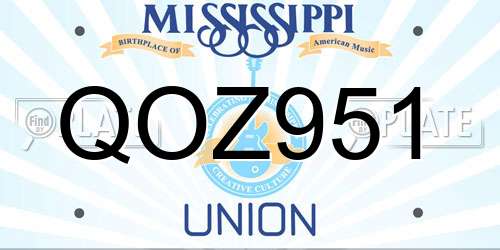 QOZ951 Mississippi License Plate