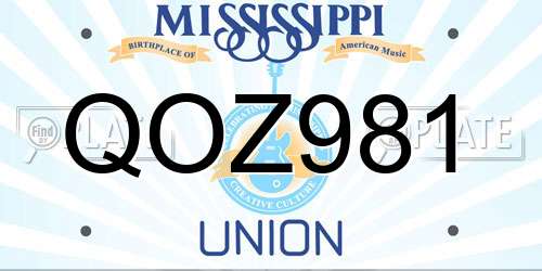 QOZ981 Mississippi License Plate