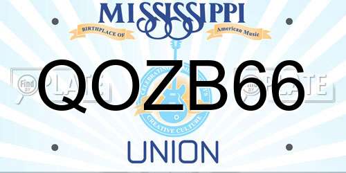 QOZB66 Mississippi License Plate