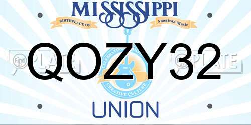 QOZY32 Mississippi License Plate