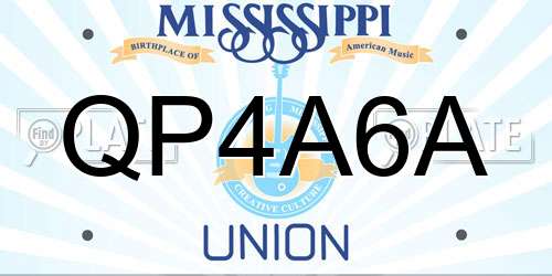 QP4A6A Mississippi License Plate