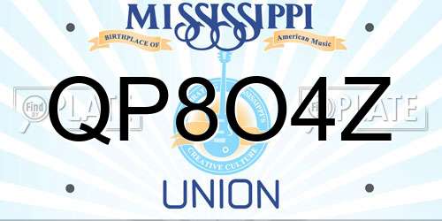 QP8O4Z Mississippi License Plate
