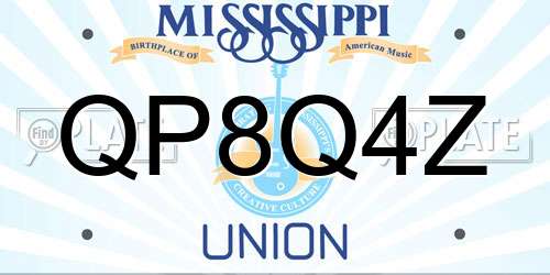 QP8Q4Z Mississippi License Plate