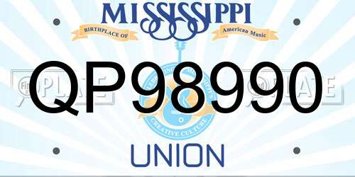 QP98990 Mississippi License Plate