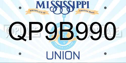 QP9B990 Mississippi License Plate