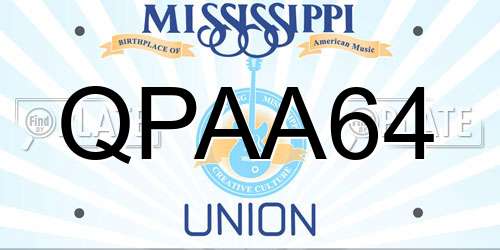 QPAA64 Mississippi License Plate