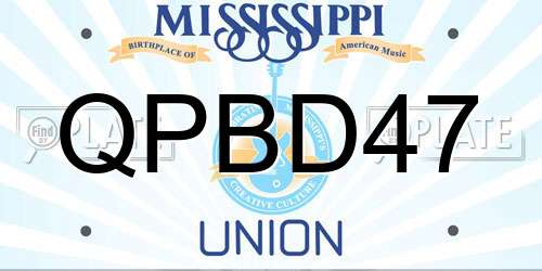 QPBD47 Mississippi License Plate