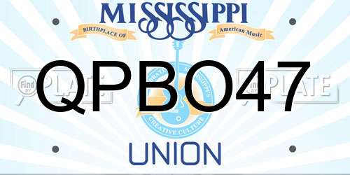 QPBO47 Mississippi License Plate