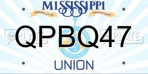 QPBQ47 Mississippi License Plate
